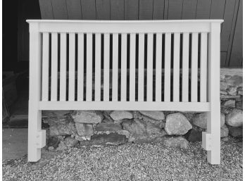 Beautiful White Slatted Queen Headboard With Metal Bed Frame