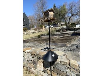 Bird Feeder On Tall Pole With Anti-Squirrel Shield