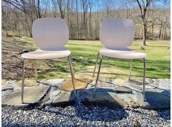 Two IKEA 'Broringe' Bent Wood And Chrome Stack Chairs