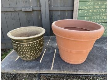 Large Fired Clay Pot And Plastic Terra Cotta Pot