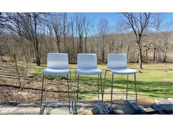 Three IKEA 'Glenn' Counter Height Stacking Chairs