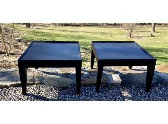 Pair Of Black Tray Top End Tables