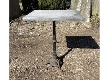 Antique Stone Top And Wrought Iron Pedestal Base Bistro Table