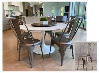 Set Of Remy Restoration Hardware Side Chairs In Gunmetal Finish (5)