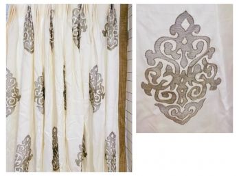 Gorgeous Pair Of  Custom Drapery Panels With Trim