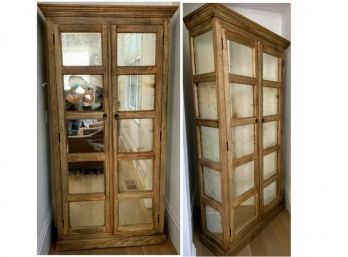 Currey & Company Storage Cabinet - Wood With Antique Mirrored Finish Panels