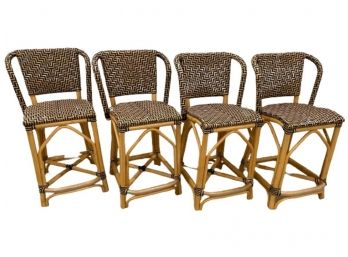 Set Of 4 Palecek Woven Resin Counter Height Stools