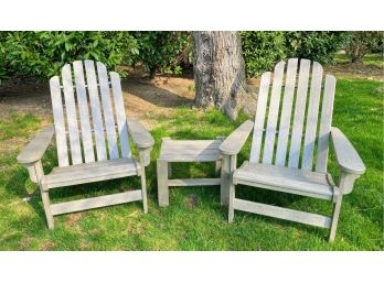 Set Of 2 Composite Adirondack Chairs And Coordinating  Side Table