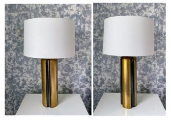 Pair Of Awesome Gold And Gunmetal Lamps