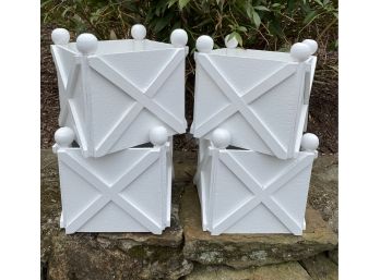 Mainly Baskets New  White Decorative Wood Planters(4)