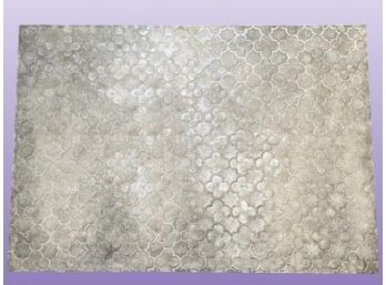 Oversized  Silver Gilded Quatrefoil Hand-painted Canvas