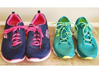 Two Pair Women's Athletic Shoes - Skechers Memory Foam Size 11  & Under Armour Running Size 7