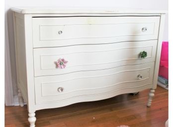 Pottery Barn Kids Off White Girls Three Drawer Dresser - Project Piece - See Description