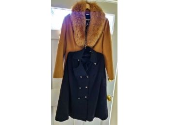 Two Wool & Polyester Blend Ladies Outerwear - Ivanka Trump Faux Fur Coat & French Connection Black Cape