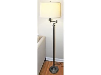 Handsome Bronze Finish Articulating 63' Floor Lamp With Fabric Shade