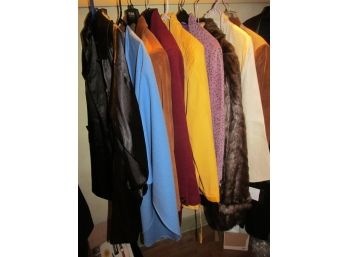 9 Satin Suede Wool Linen Faux Fur Jacket Lot Size M