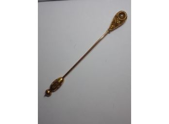 Antique 14K Gold And Pearl Stick Or Lapel Pin 2.3g