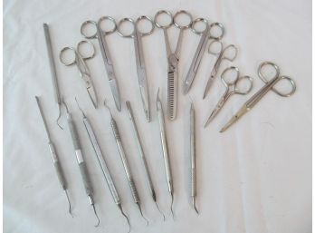 Asst Vintage Dental Tools And Specialty Scissors Lot
