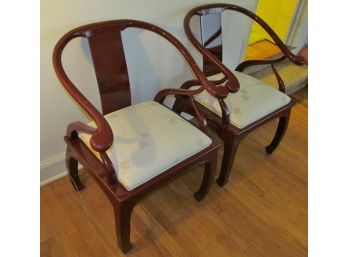 Pair Of Mid Century Modern Laquer Emperor Style Chairs