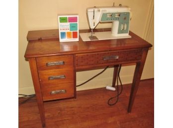 Vintage Singer Sewing Cabinet With Contents
