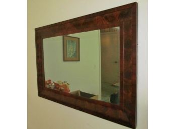 Antique Burl Wood Mahogany Ogee Wall Mirror