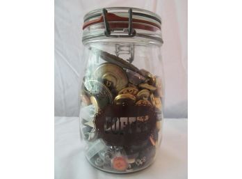 Grannies Button Stash In Cool Vintage Coffee Jar