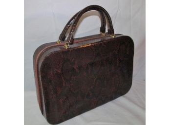 Vintage Faux Reptile Skin Hard Case Purse Or Travel Bag
