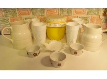 Vintage Kitchenware Lot Milk Glass And Ceramics
