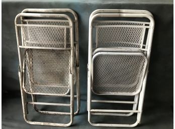 Set Of 4 Vintage Metal Folding Patio Chairs