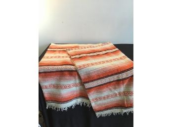 Mexico Blanket/rug Orange Cream Black