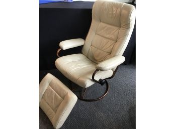 Cream Color Leather Swivel Chair