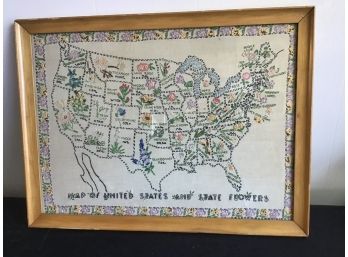 Vintage Embroidery States Flower