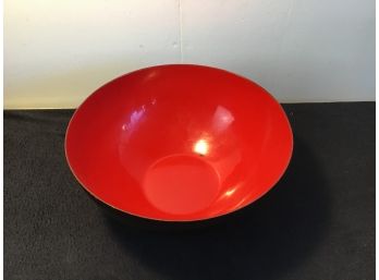 Mid Century Large Red And Black Metal Bowl