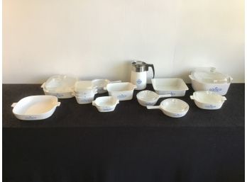 Huge Lot Of Blue Flower Corning Ware