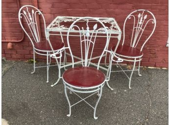 Antique Iron Table And 3 Chairs