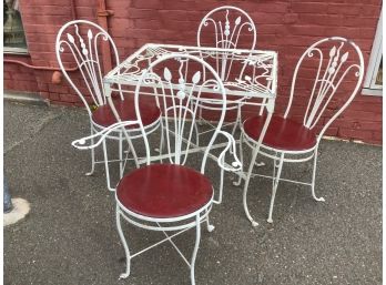 Antique Iron Table And 4 Chairs