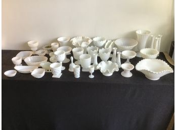 Huge Lot Of Mixed Milk Glass