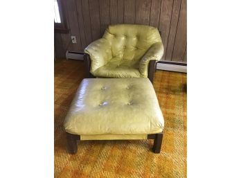 Yellow Mid Century Chair And Ottomon