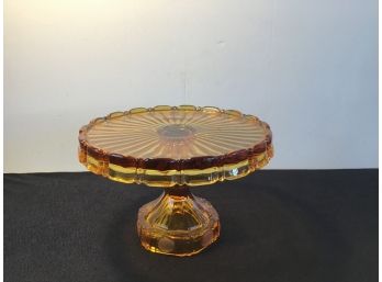 Mid Century Amber Cake Stand