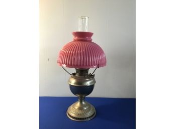 Early Pink Shade Oil Lamp