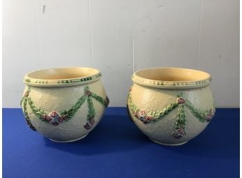 R Stamped Floral Vine Pots