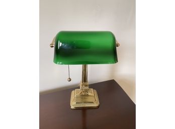 Classic Brass & Green Glass Bankers Lamp