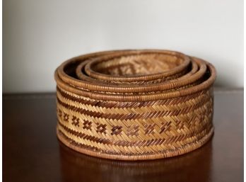 Round Wicker Baskets - Set Of 4