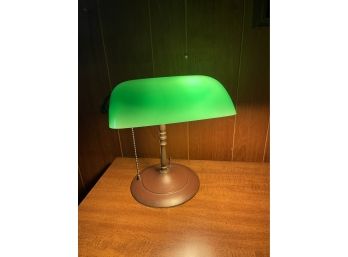 Vintage Green Glass Bankers Lamp