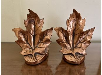 Copper Over Metal Leaf Bookends Marked PMC 99B