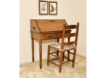 Solid Rock Maple Wood Mini Drop Front Writing Desk And Chair