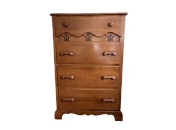 Vintage Buckley- Newhall Co. Carved Rock Maple Dresser W Scalloped Topped Drawer