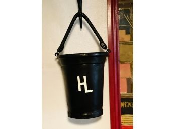 Vintage Leather Monogrammed Fire Bucket 2 Of 2