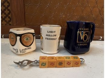 Collectible Mugs & Poker Dice Bottle Opener