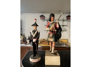 Decorative Bar Figurines -   Liquore Galliano Italian Soldier Liquor Decanter & Scottish Man Statue